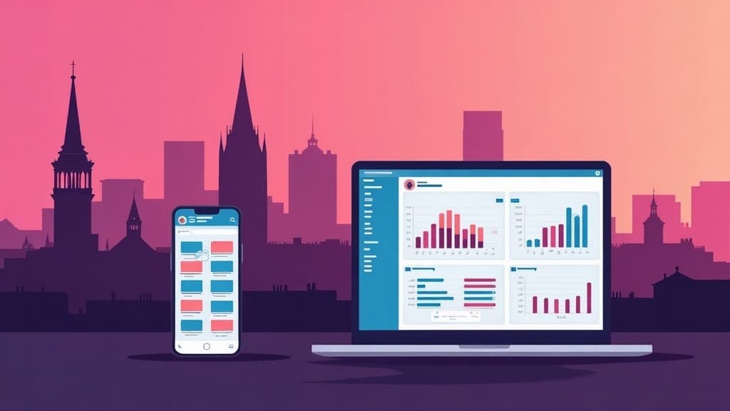 Glasgow small business owner comparing Instagram and website analytics
