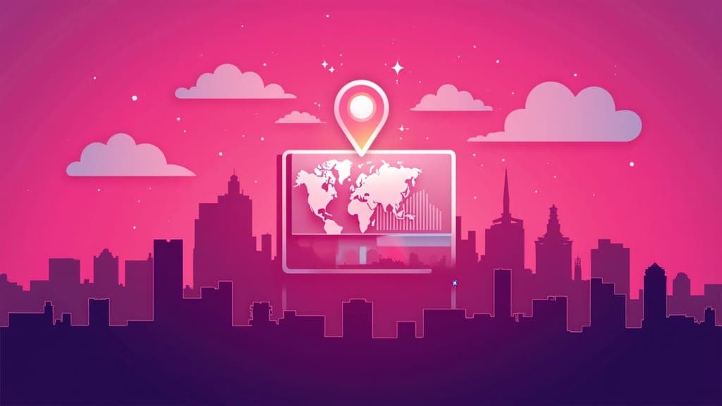 Leeds city centre with local business owner reviewing Google rankings